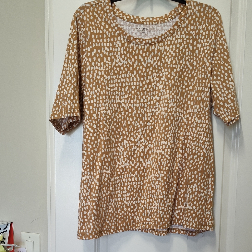 Lane Bryant Women's Tan and White Patterned Top